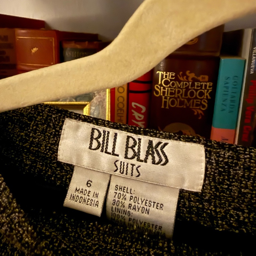 Bill Blass Charcoal Textured Suit Pants - Picture 2 of 3